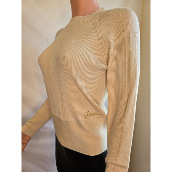 Guess Meilody Long Sleeve Sweater Vanilla Blush Sz L - Picture 9 of 10